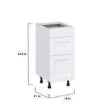 Hugo&Borg Rosemont 15-in W x 34.5-in H x 21-in D Glacier White 3-Drawer Base Fully Assembled Cabinet (Recessed Panel Style)