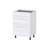 Hugo&Borg Rosemont 24-in W x 34.5-in H x 21-in D Glacier White 3-Drawer Base Fully Assembled Cabinet (Recessed Panel Style)
