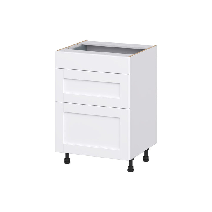 Hugo&Borg Rosemont 24-in W x 34.5-in H x 21-in D Glacier White 3-Drawer Base Fully Assembled Cabinet (Recessed Panel Style)