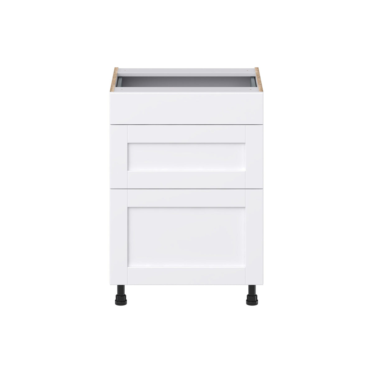 Hugo&Borg Rosemont 24-in W x 34.5-in H x 21-in D Glacier White 3-Drawer Base Fully Assembled Cabinet (Recessed Panel Style)