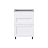 Hugo&Borg Rosemont 24-in W x 34.5-in H x 21-in D Glacier White 3-Drawer Base Fully Assembled Cabinet (Recessed Panel Style)