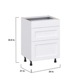 Hugo&Borg Rosemont 24-in W x 34.5-in H x 21-in D Glacier White 3-Drawer Base Fully Assembled Cabinet (Recessed Panel Style)