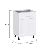 Hugo&Borg Rosemont 24-in W x 34.5-in H x 21-in D Glacier White Sink Base Fully Assembled Cabinet (Recessed Panel Shaker Style)