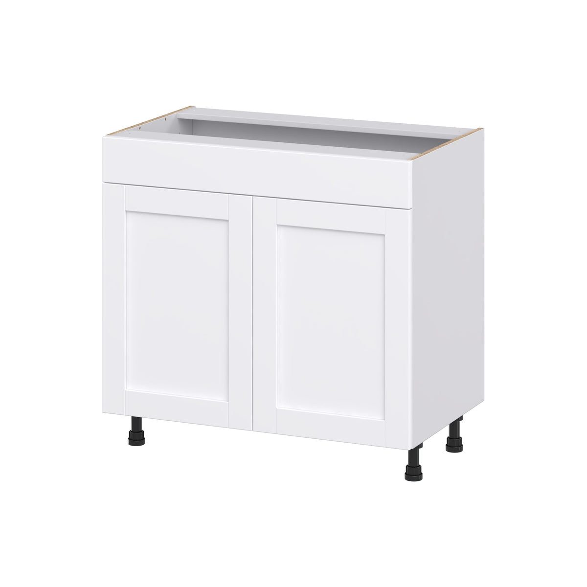 Hugo&Borg Rosemont 36-in W x 34.5-in H x 21-in D Glacier White Sink Base Fully Assembled Cabinet (Recessed Panel Shaker Style)