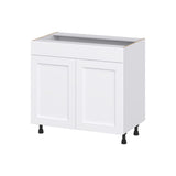 Hugo&Borg Rosemont 36-in W x 34.5-in H x 21-in D Glacier White Sink Base Fully Assembled Cabinet (Recessed Panel Shaker Style)