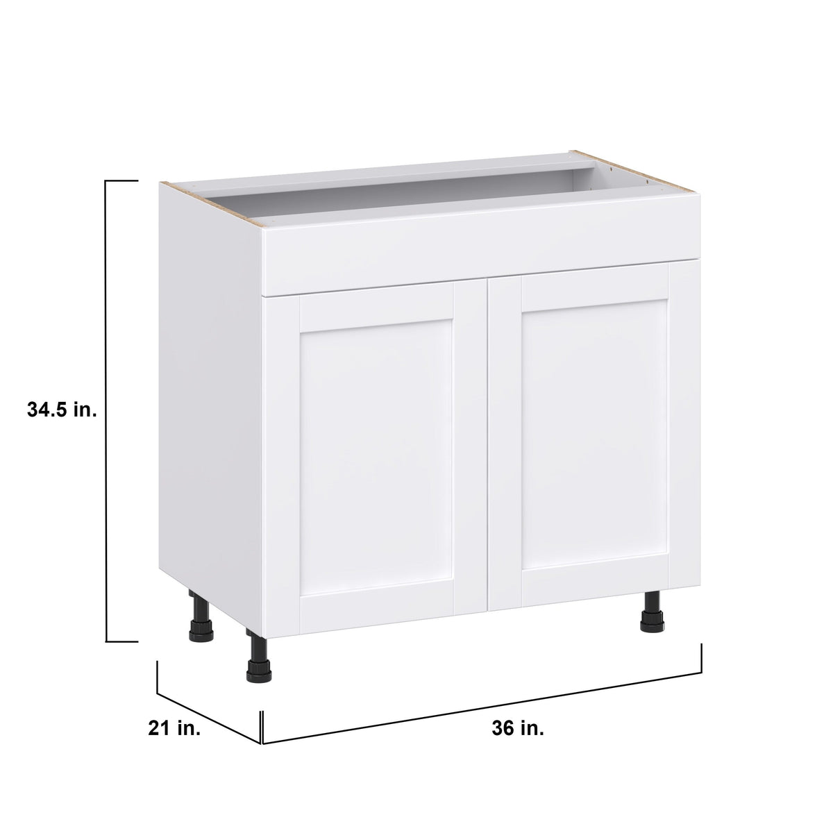 Hugo&Borg Rosemont 36-in W x 34.5-in H x 21-in D Glacier White Sink Base Fully Assembled Cabinet (Recessed Panel Shaker Style)