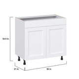 Hugo&Borg Rosemont 36-in W x 34.5-in H x 21-in D Glacier White Sink Base Fully Assembled Cabinet (Recessed Panel Shaker Style)