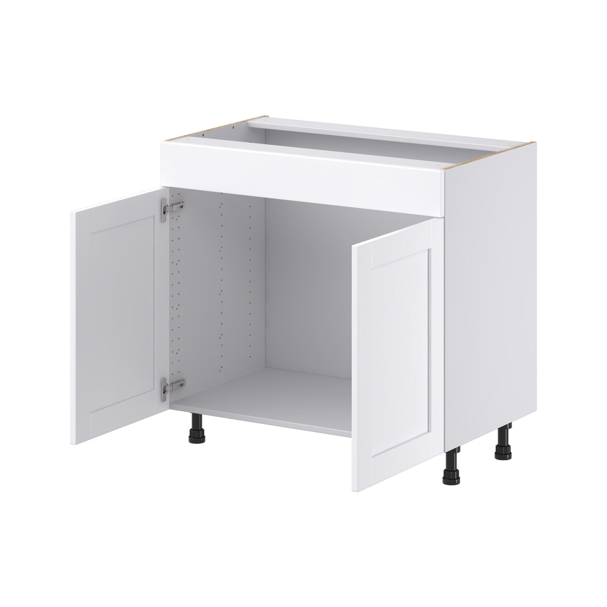 Hugo&Borg Rosemont 36-in W x 34.5-in H x 21-in D Glacier White Sink Base Fully Assembled Cabinet (Recessed Panel Shaker Style)