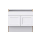 Hugo&Borg Rosemont 36-in W x 30-in H x 21-in D Glacier White Sink Base Fully Assembled Cabinet (Recessed Panel Shaker Style)