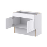 Hugo&Borg Rosemont 36-in W x 30-in H x 21-in D Glacier White Sink Base Fully Assembled Cabinet (Recessed Panel Shaker Style)