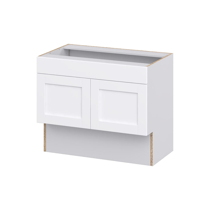 Hugo&Borg Rosemont 36-in W x 30-in H x 21-in D Glacier White Sink Base Fully Assembled Cabinet (Recessed Panel Shaker Style)