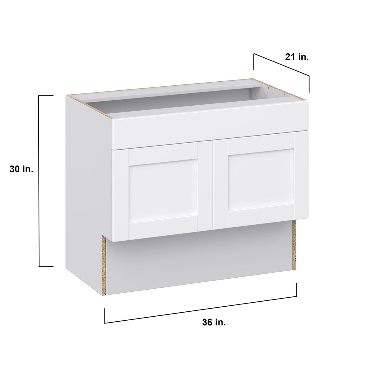 Hugo&Borg Rosemont 36-in W x 30-in H x 21-in D Glacier White Sink Base Fully Assembled Cabinet (Recessed Panel Shaker Style)