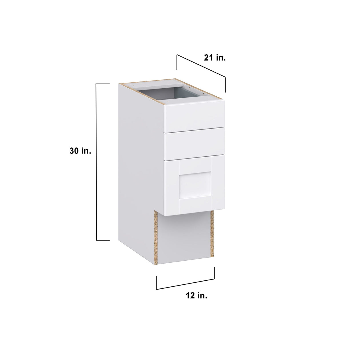 Hugo&Borg Rosemont 12-in W x 30-in H x 21-in D Glacier White 4-Drawer Base Fully Assembled Cabinet (Recessed Panel Style)