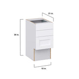Hugo&Borg Rosemont 15-in W x 30-in H x 21-in D Glacier White 3-Drawer Base Fully Assembled Cabinet (Recessed Panel Style)