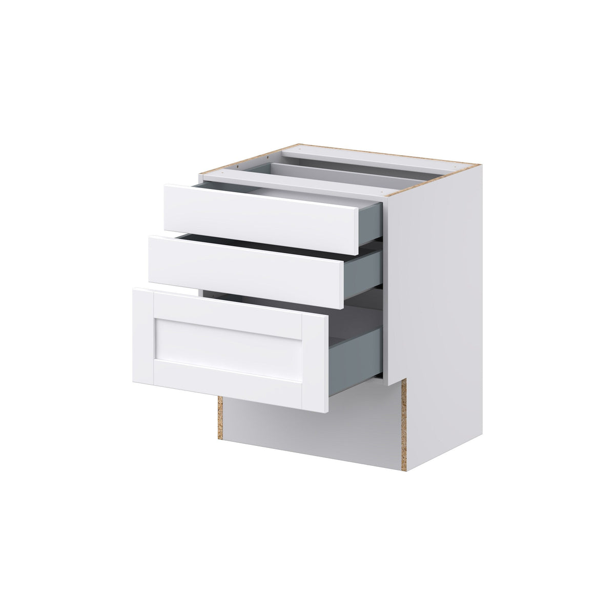 Hugo&Borg Rosemont 24-in W x 30-in H x 21-in D Glacier White 3-Drawer Base Fully Assembled Cabinet (Recessed Panel Style)