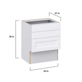 Hugo&Borg Rosemont 24-in W x 30-in H x 21-in D Glacier White 3-Drawer Base Fully Assembled Cabinet (Recessed Panel Style)