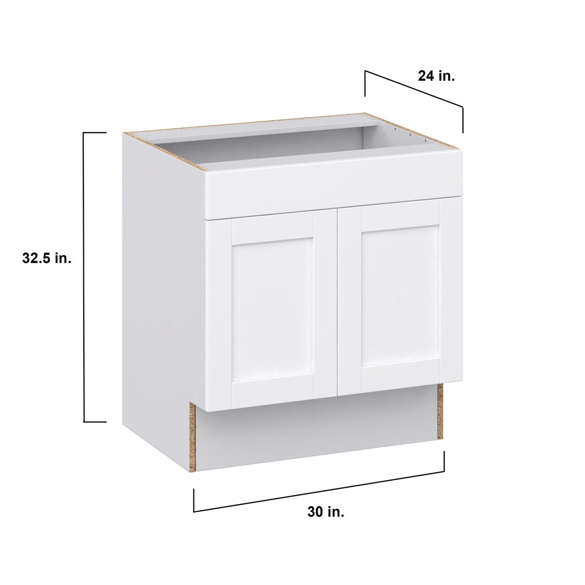 Hugo&Borg Rosemont 30-in W x 32.5-in H x 24-in D Glacier White Sink Base Fully Assembled Cabinet (Recessed Panel Shaker Style)