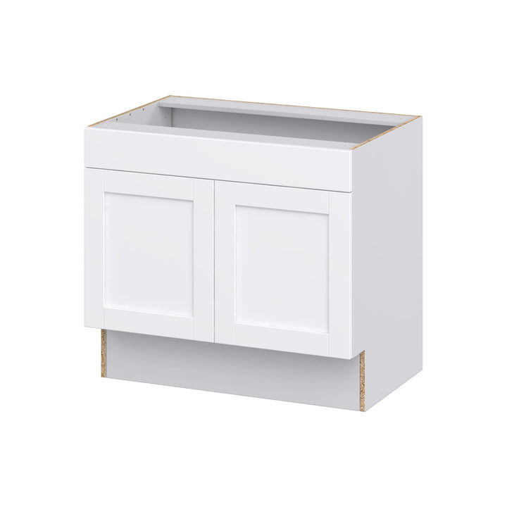 Hugo&Borg Rosemont 36-in W x 32.5-in H x 24-in D Glacier White Sink Base Fully Assembled Cabinet (Recessed Panel Shaker Style)