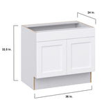 Hugo&Borg Rosemont 36-in W x 32.5-in H x 24-in D Glacier White Sink Base Fully Assembled Cabinet (Recessed Panel Shaker Style)
