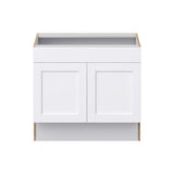 Hugo&Borg Rosemont 36-in W x 32.5-in H x 24-in D Glacier White Sink Base Fully Assembled Cabinet (Recessed Panel Shaker Style)