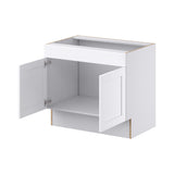 Hugo&Borg Rosemont 36-in W x 32.5-in H x 24-in D Glacier White Sink Base Fully Assembled Cabinet (Recessed Panel Shaker Style)