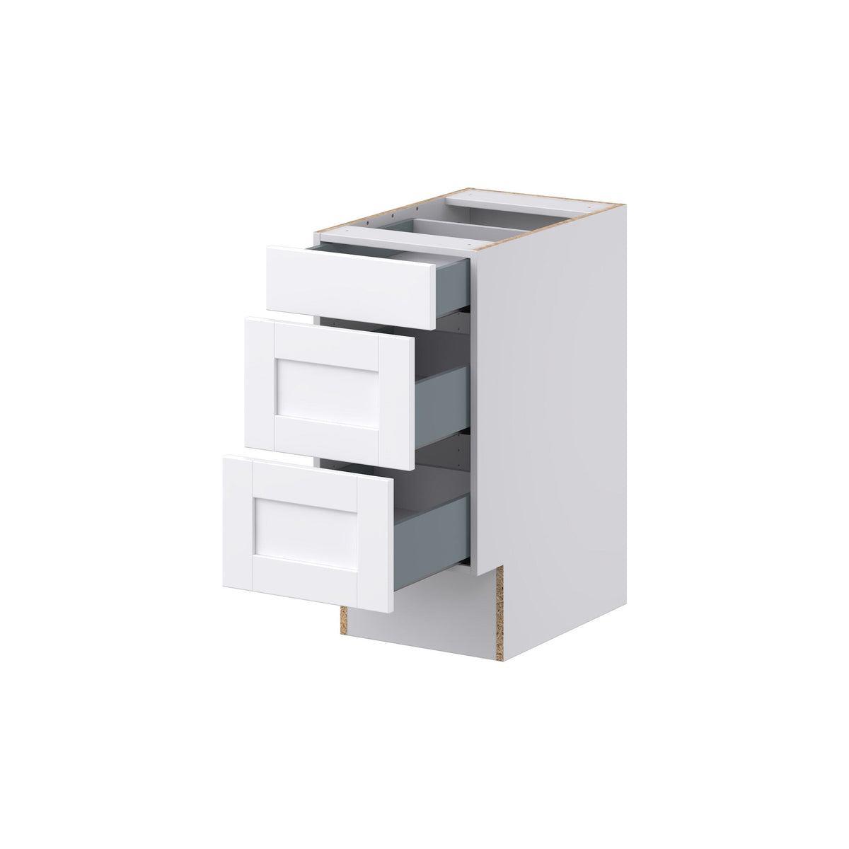 Hugo&Borg Rosemont 15-in W x 32.5-in H x 24-in D Glacier White 3-Drawer Base Fully Assembled Cabinet (Recessed Panel Style)