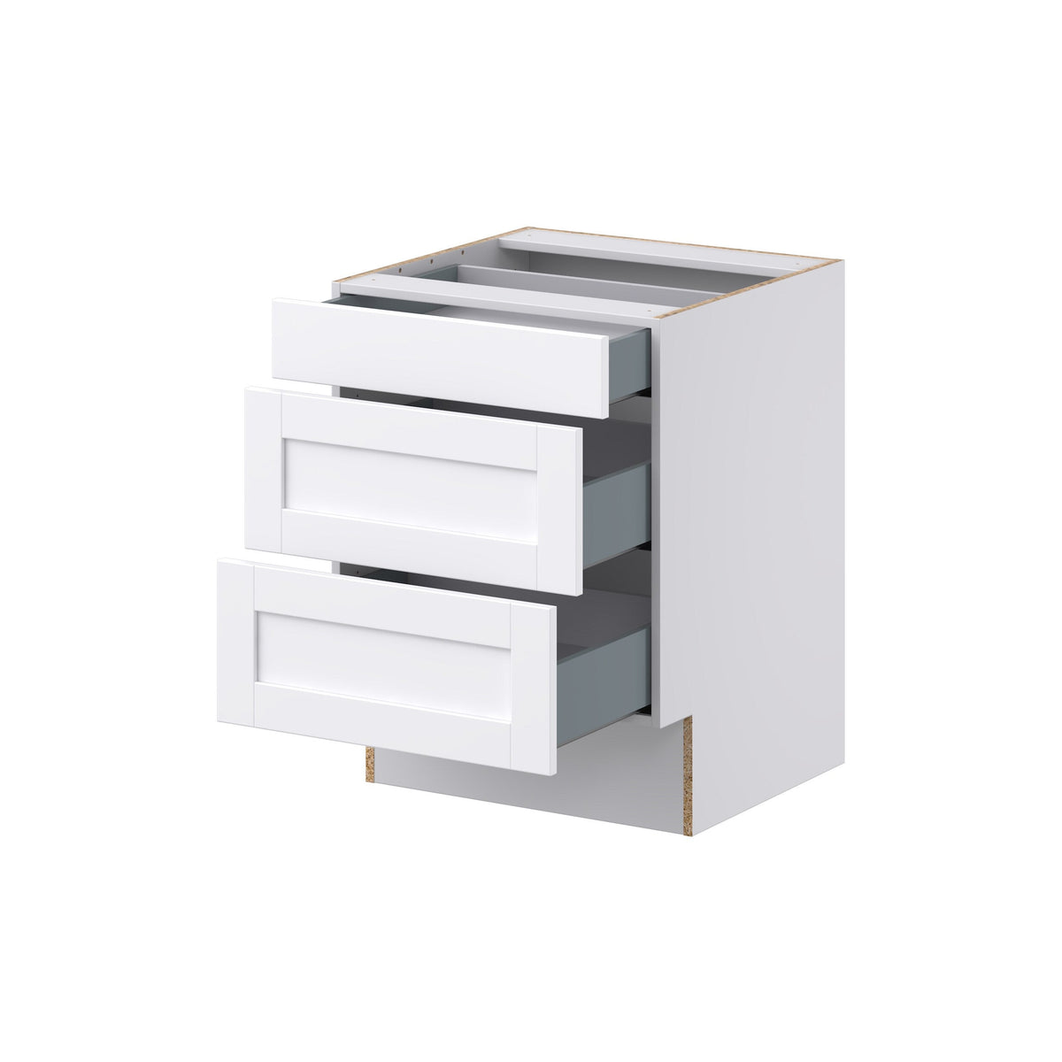 Hugo&Borg Rosemont 24-in W x 32.5-in H x 25-in D Glacier White 3-Drawer Base Fully Assembled Cabinet (Recessed Panel Style)
