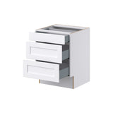Hugo&Borg Rosemont 24-in W x 32.5-in H x 25-in D Glacier White 3-Drawer Base Fully Assembled Cabinet (Recessed Panel Style)
