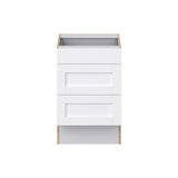 Hugo&Borg Rosemont 21-in W x 32.5-in H x 25-in D Glacier White 3-Drawer Base Fully Assembled Cabinet (Recessed Panel Style)