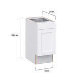 Hugo&Borg Rosemont 15-in W x 34.5-in H x 25-in D Glacier White 1-Drawer Base Fully Assembled Cabinet (Recessed Panel Shaker Style)