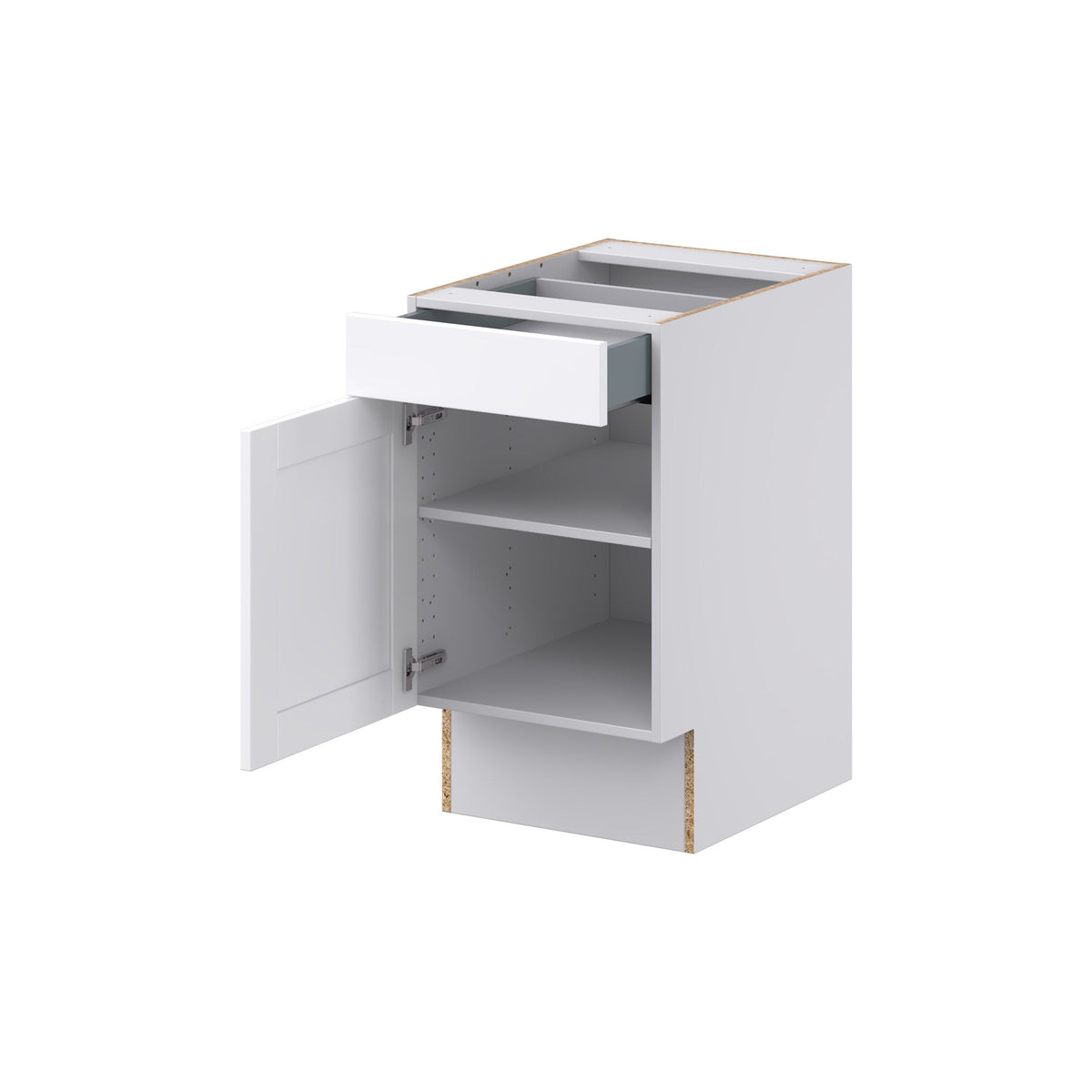 Hugo&Borg Rosemont 18-in W x 34.5-in H x 25-in D Glacier White 1-Drawer Base Fully Assembled Cabinet (Recessed Panel Shaker Style)