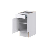 Hugo&Borg Rosemont 15-in W x 34.5-in H x 25-in D Glacier White 1-Drawer Base Fully Assembled Cabinet (Recessed Panel Shaker Style)