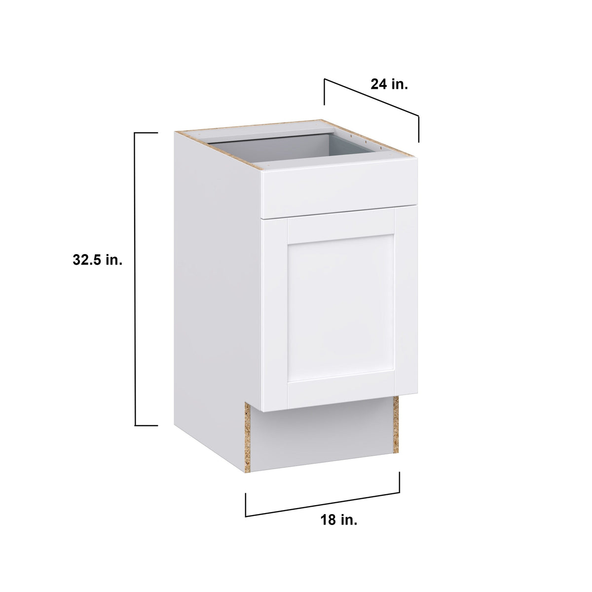 Hugo&Borg Rosemont 18-in W x 34.5-in H x 25-in D Glacier White 1-Drawer Base Fully Assembled Cabinet (Recessed Panel Shaker Style)