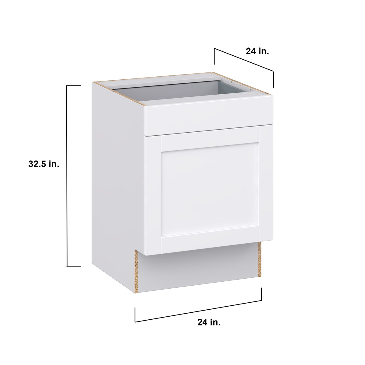 Hugo&Borg Rosemont 24-in W x 34.5-in H x 24-in D Glacier White 1-Drawer Base Fully Assembled Cabinet (Recessed Panel Shaker Style)