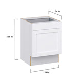 Hugo&Borg Rosemont 24-in W x 34.5-in H x 24-in D Glacier White 1-Drawer Base Fully Assembled Cabinet (Recessed Panel Shaker Style)