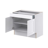 Hugo&Borg Rosemont 36-in W x 32.5-in H x 25-in D Glacier White 1-Drawer Base Fully Assembled Cabinet (Recessed Panel Shaker Style)
