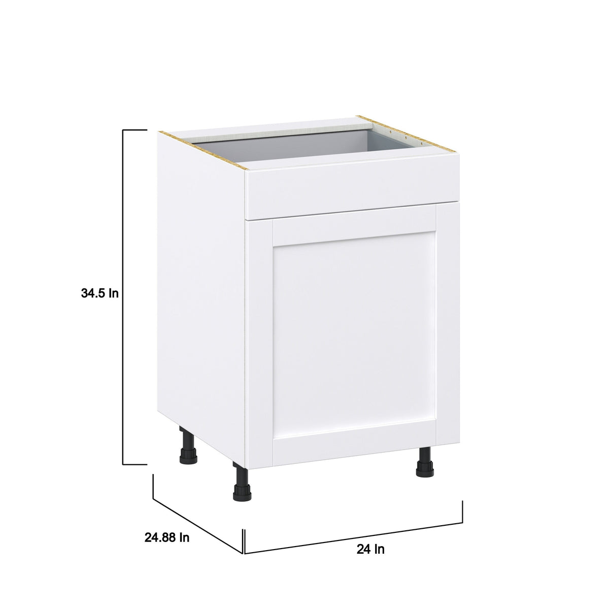 Hugo&Borg Rosemont 24-in W x 34.5-in H x 25-in D Glacier White 1-Drawer Pull-out Cabinet Base Fully Assembled Cabinet (Recessed Panel Style)
