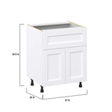 Hugo&Borg Rosemont 27-in W x 34.5-in H x 25-in D Glacier White 1-Drawer Base Fully Assembled Cabinet (Recessed Panel Shaker Style)