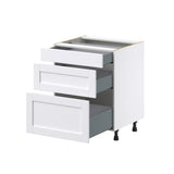 Hugo&Borg Rosemont 27-in W x 34.5-in H x 24-in D Glacier White 3-Drawer Base Fully Assembled Cabinet (Recessed Panel Style)