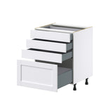 Hugo&Borg Rosemont 27-in W x 34.5-in H x 24-in D Glacier White 4-Drawer Base Fully Assembled Cabinet (Recessed Panel Style)