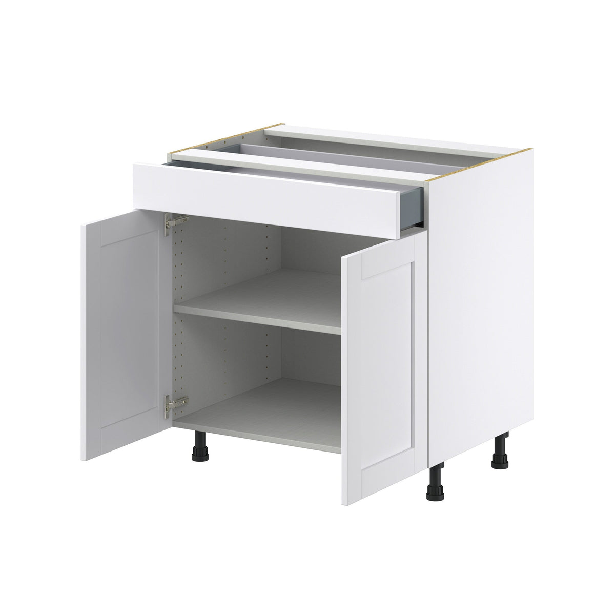 Hugo&Borg Rosemont 33-in W x 34.5-in H x 24-in D Glacier White 1-Drawer Base Fully Assembled Cabinet (Recessed Panel Shaker Style)