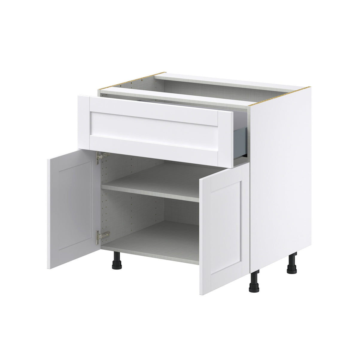 Hugo&Borg Rosemont 33-in W x 34.5-in H x 25-in D Glacier White 1-Drawer Base Fully Assembled Cabinet (Recessed Panel Shaker Style)