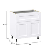 Hugo&Borg Rosemont 33-in W x 34.5-in H x 25-in D Glacier White 1-Drawer Base Fully Assembled Cabinet (Recessed Panel Shaker Style)