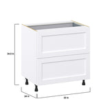 Hugo&Borg Rosemont 33-in W x 34.5-in H x 24-in D Glacier White 3-Drawer Base Fully Assembled Cabinet (Recessed Panel Style)