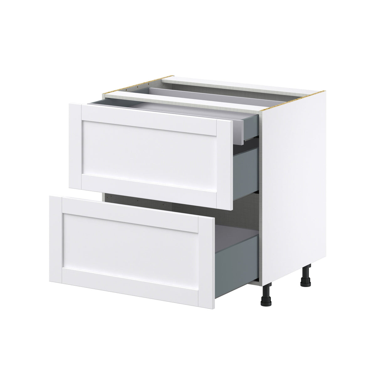 Hugo&Borg Rosemont 33-in W x 34.5-in H x 24-in D Glacier White 3-Drawer Base Fully Assembled Cabinet (Recessed Panel Style)