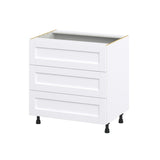 Hugo&Borg Rosemont 33-in W x 34.5-in H x 24-in D Glacier White 3-Drawer Base Fully Assembled Cabinet (Recessed Panel Style)