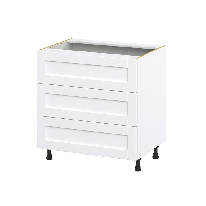 Hugo&Borg Rosemont 33-in W x 34.5-in H x 24-in D Glacier White 3-Drawer Base Fully Assembled Cabinet (Recessed Panel Style)