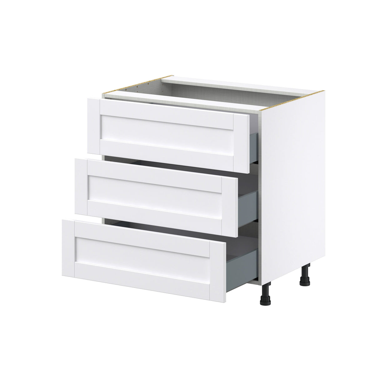 Hugo&Borg Rosemont 33-in W x 34.5-in H x 24-in D Glacier White 3-Drawer Base Fully Assembled Cabinet (Recessed Panel Style)
