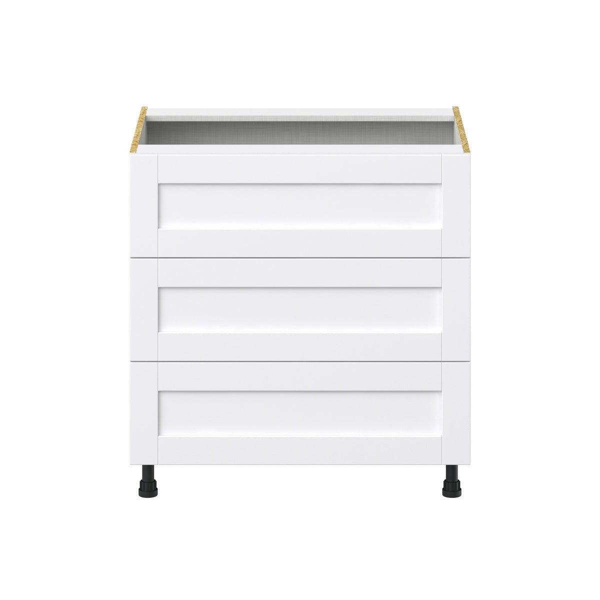 Hugo&Borg Rosemont 33-in W x 34.5-in H x 24-in D Glacier White 3-Drawer Base Fully Assembled Cabinet (Recessed Panel Style)