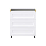 Hugo&Borg Rosemont 33-in W x 34.5-in H x 24-in D Glacier White 3-Drawer Base Fully Assembled Cabinet (Recessed Panel Style)